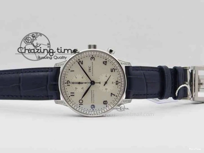 MIROTIME 0705 Portuguese IW3714 Diam ZF V2 1:1 Best Edition White Dial Blue Makers On Blue Leather Strap A79350 (Slim Movement) Stylish 7248